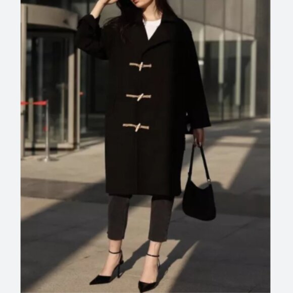 ZARA ZW LIMITED EDITION WOMEN BLACK WOOL TOGGLE COAT SIZE M NWT 349$ - Picture 3 of 12